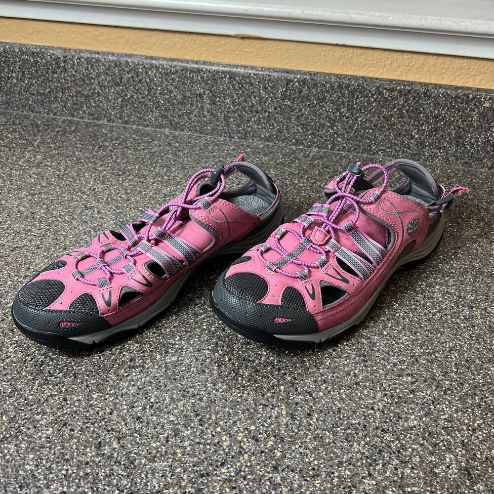 Timberland Sport Sandals Womens 9.5M Fisherman Pink Leather Comfort Hiking Shoes - Picture 3 of 12